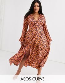 ASOS DESIGN Curve wrap maxi dress in bright snake print   ASOS at Asos